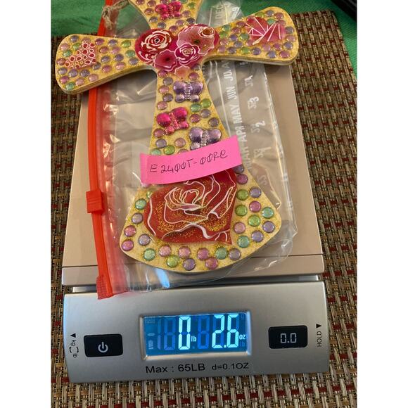 Heart and Butterflies Cross Wall Decor Colorful Handwoven - Picture 5 of 5